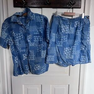 Vintage denim Patchwork Shirt and Skort Set size 16 (fits like 12/14)